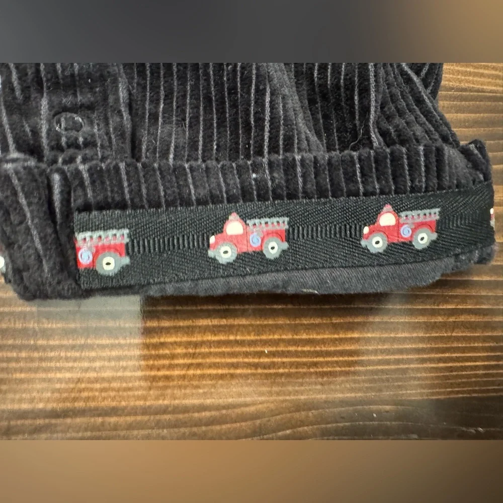 Gymboree‎ Black Corduroy Kids Overalls with Firetruck Detail